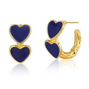 Vintage Enamel Teardrop Heart Earrings