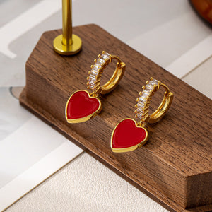 Luxury Imported Brass Heart Pearl Earrings