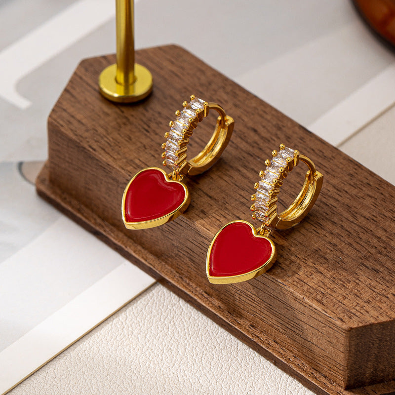Luxury Imported Brass Heart Pearl Earrings