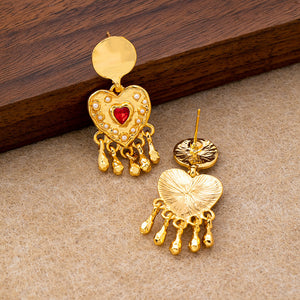 Three-Dimensional Heart Faux Pearl Earrings PDER430 - view 8