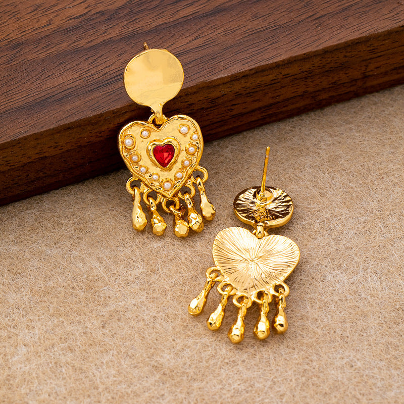 Three-Dimensional Heart Faux Pearl Earrings PDER430 - view 8
