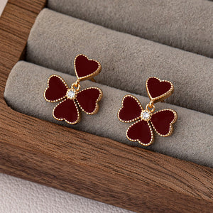 Ankola Red Heart Statement Earrings
