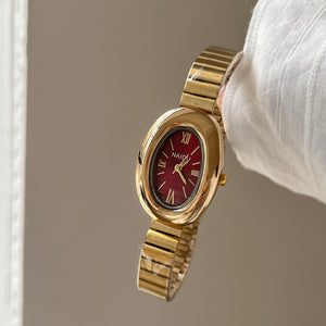 Oval Gold Tone Watch Faux Leather Strap Quartz PDW017 - view 8