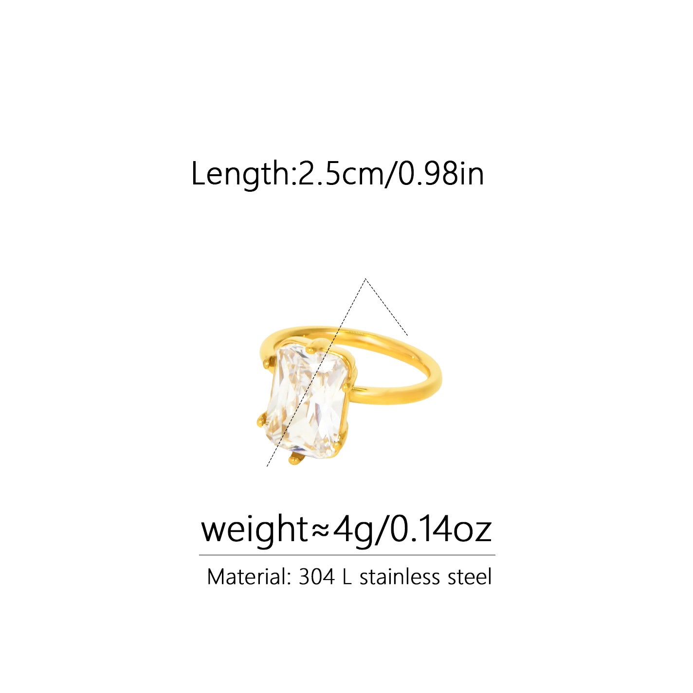 Adjustable Teardrop Zircon Pinky Ring in Titanium Steel PDRG314 - view 5