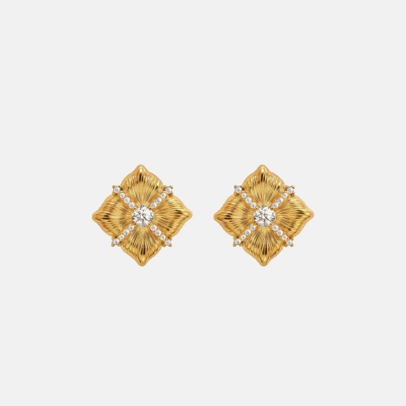 18K Gold Plated Sugar Cube Stud Earrings