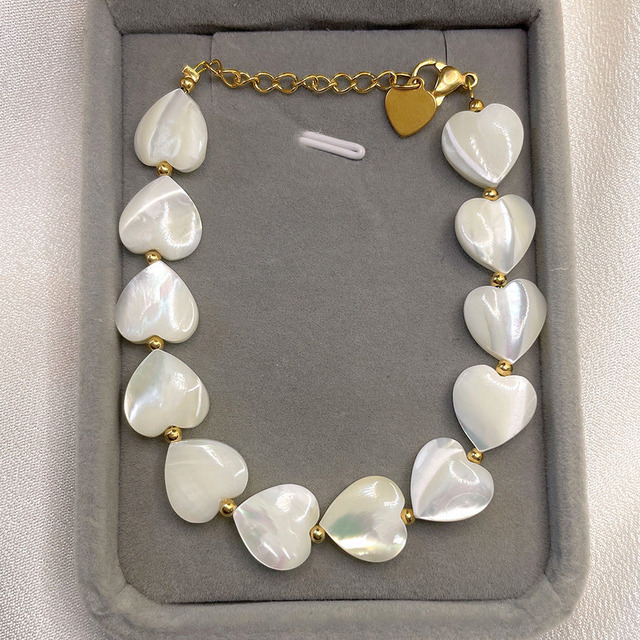 Artisan Shell & Heart Freshwater Pearl Bracelet