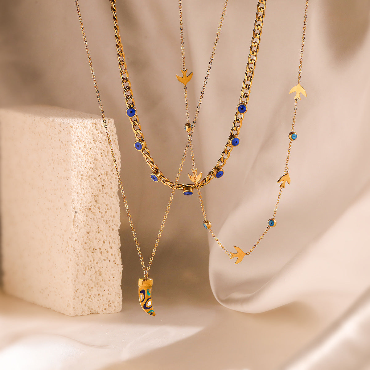 18K Gold Plated Geometric Eye Necklace