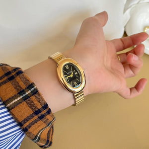 Oval Gold Tone Watch Faux Leather Strap Quartz PDW017 - view 6