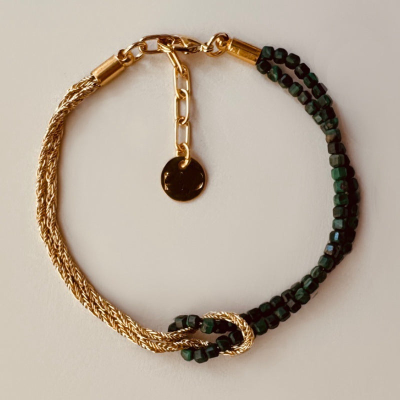 Bohemian Natural Stone Beaded Bracelet with Knot Design