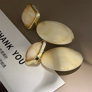 Ivory White Acetate Resin Statement Earrings