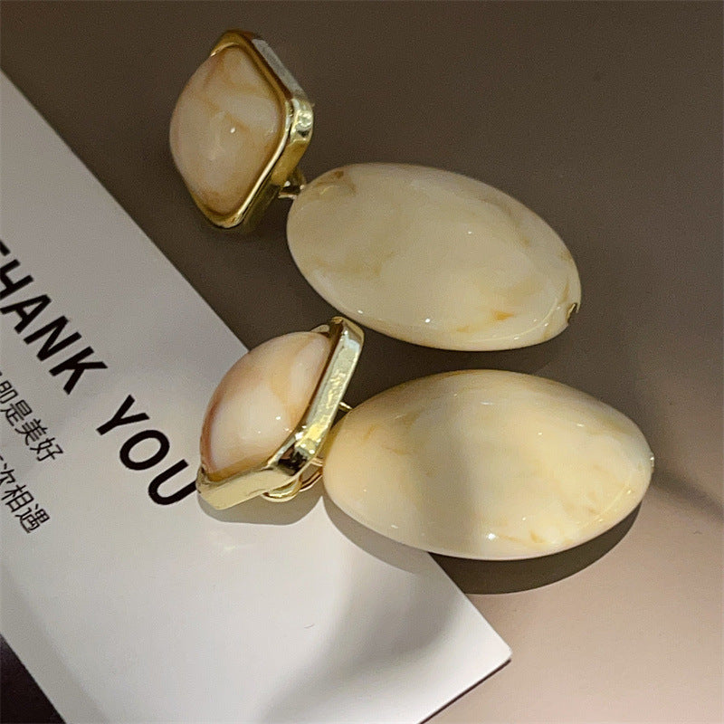 Ivory White Acetate Resin Statement Earrings