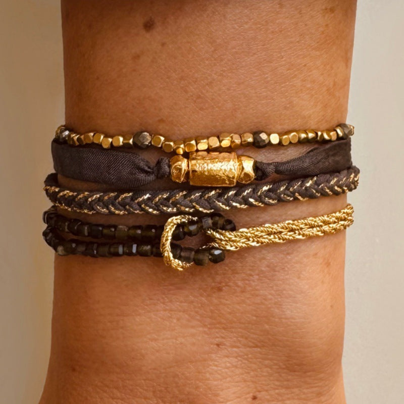 Bohemian Natural Stone Beaded Bracelet with Knot Design