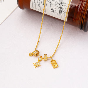Celestial Sunflower & Stars Pendant Necklace
