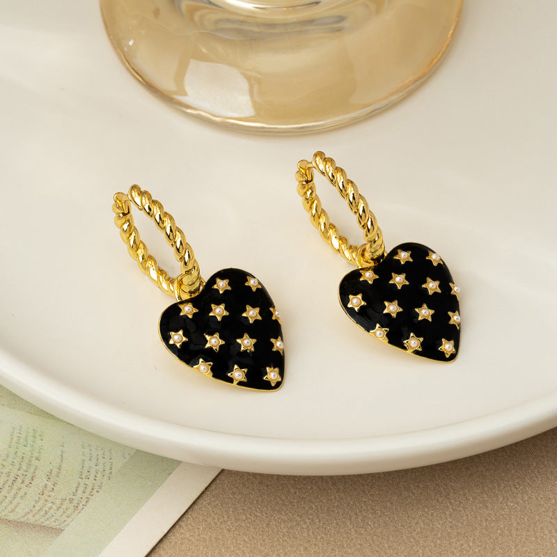 Three-Dimensional Heart Faux Pearl Earrings PDER430 - view 2