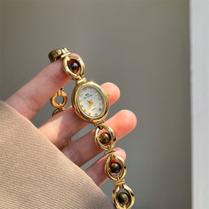 Amber Pearl Bracelet Watch Gold Quartz Movement PDW027
