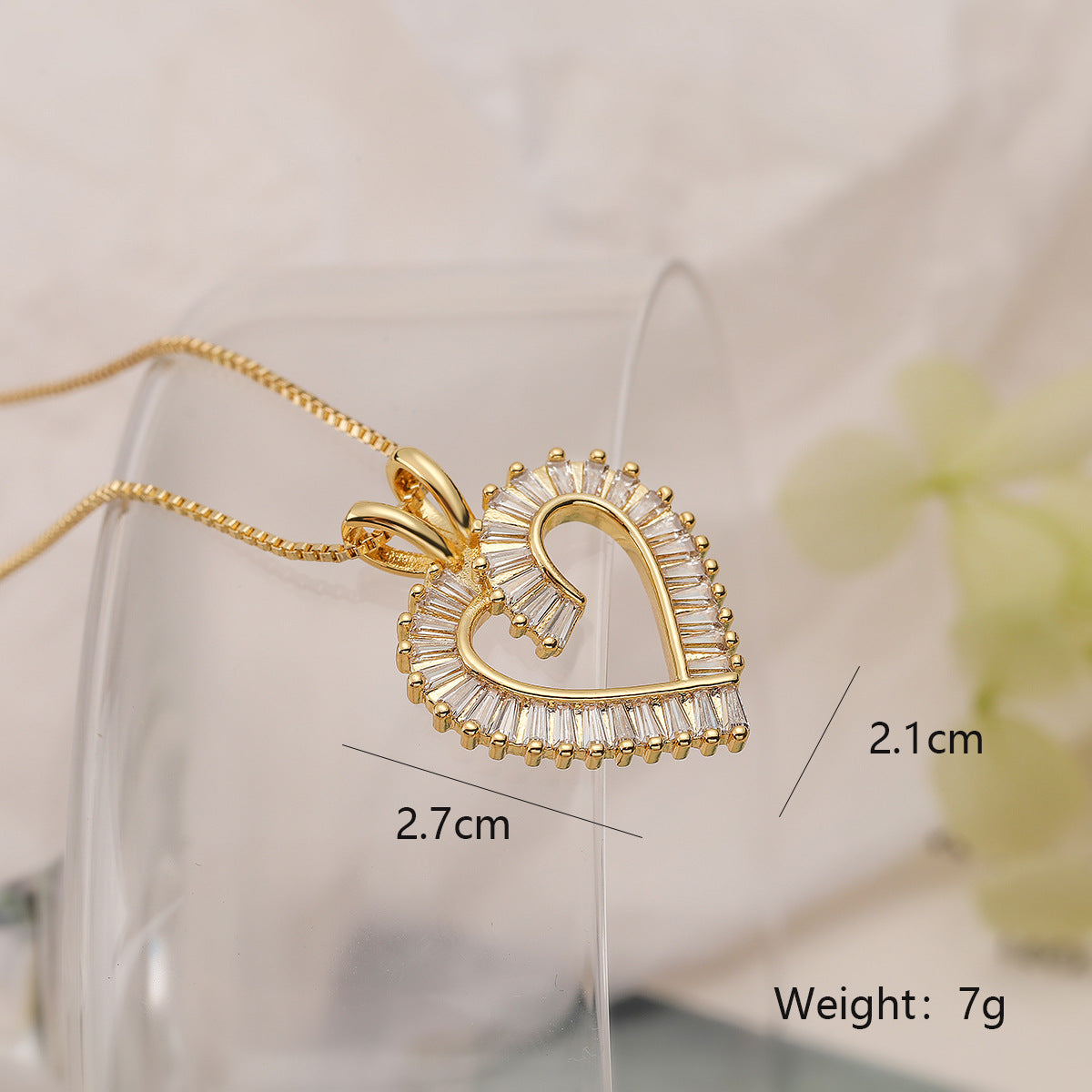 Micro-Pave Heart Zirconia Necklace PDNK323 - view 5