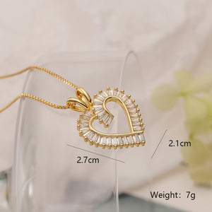 Micro-Pave Heart Zirconia Necklace PDNK323 - view 5