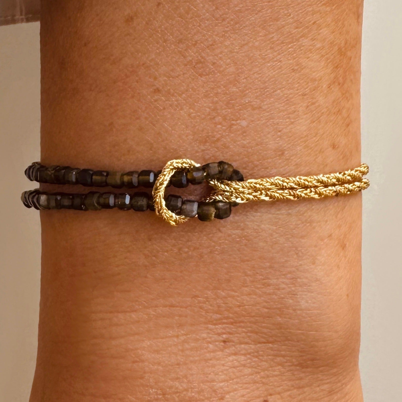 Bohemian Natural Stone Beaded Bracelet with Knot Design