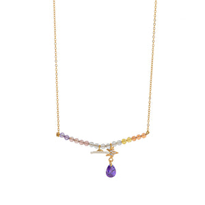 Purple Baroque Pearl & Celestial Pendant Necklace