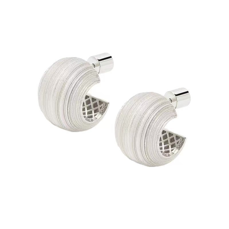 Brushed Metallic Sphere Stud Earrings