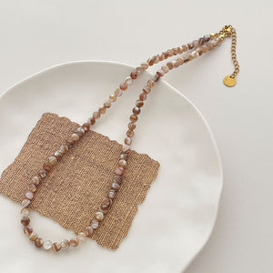 Minimalist Natural Shell Grain Bead Necklace