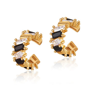 Elegant Black Gold Plated Ear Cuff with Zircon