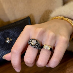 Vintage Black Gold Oval Ring with Zircon PDRG301 - view 3