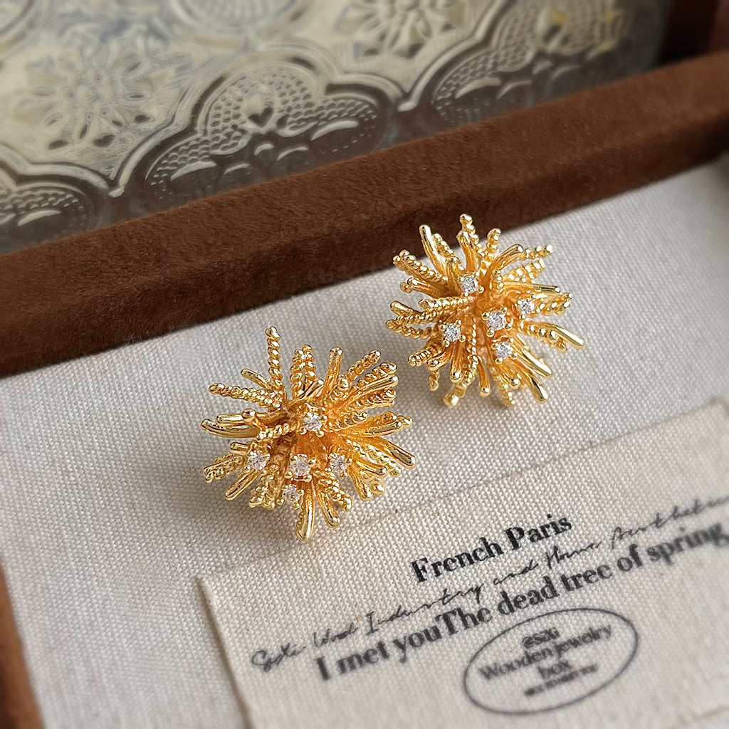 Artistic Dandelion 14K Gold Plated Earrings
