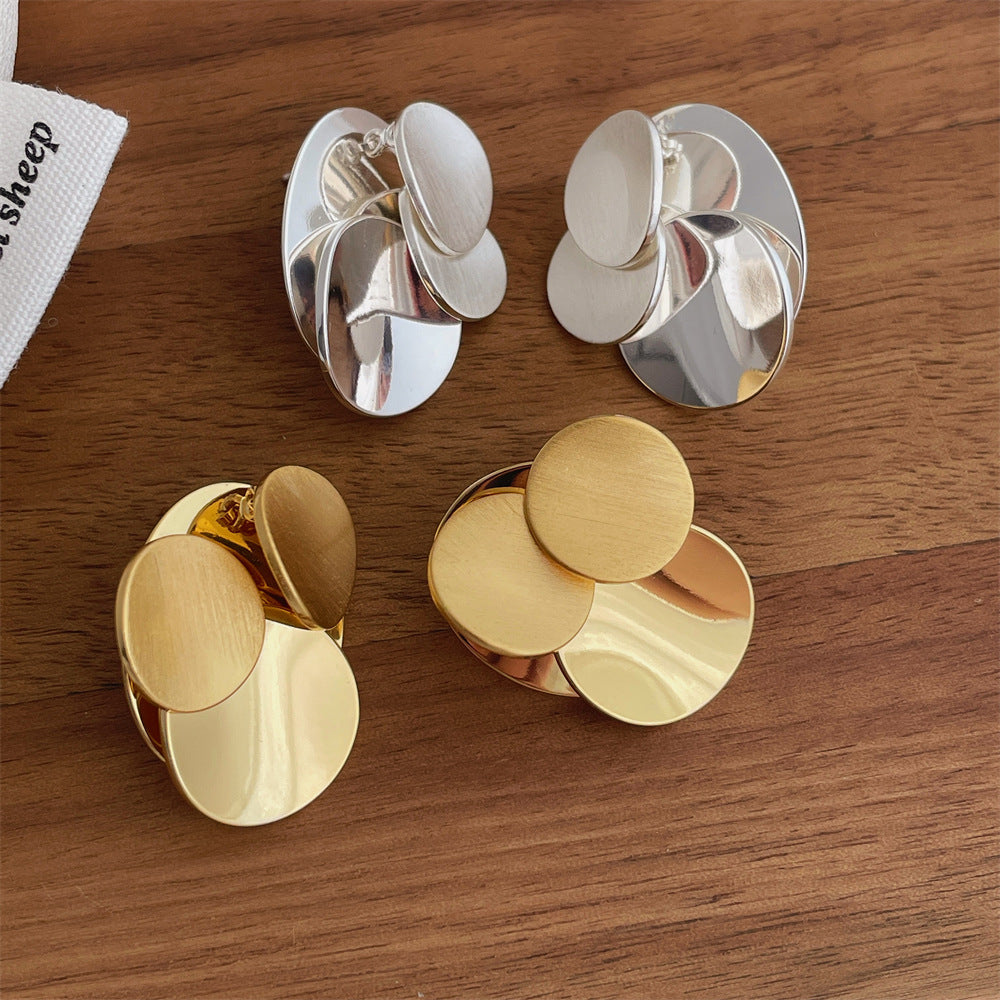 Minimalist Geometric Metal Disc Earrings