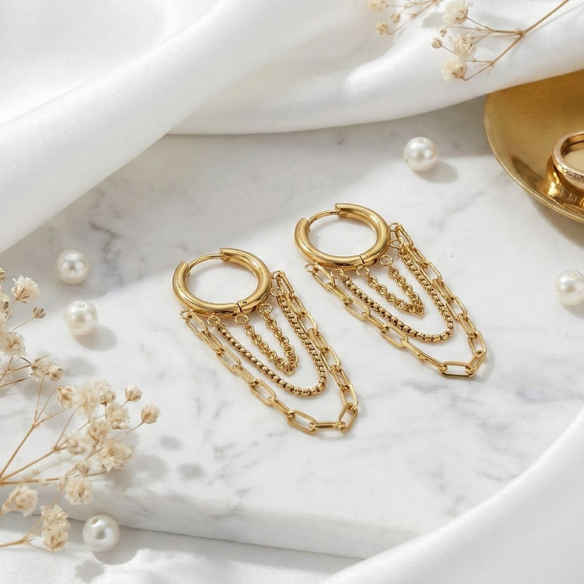 Chain Tassel Statement Earrings