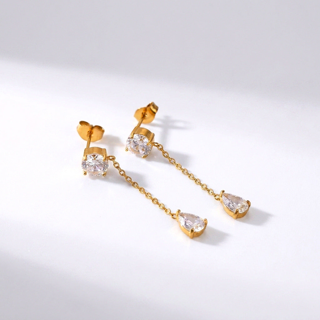 Minimalist Chic Two-Way Zircon Drop Earrings