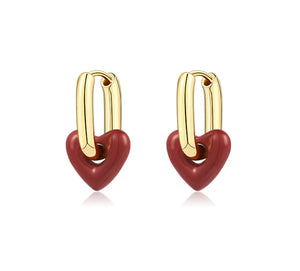 Ankola Red Heart Statement Earrings