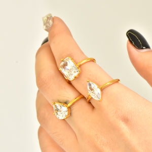 Adjustable Teardrop Zircon Pinky Ring in Titanium Steel PDRG314 - view 7