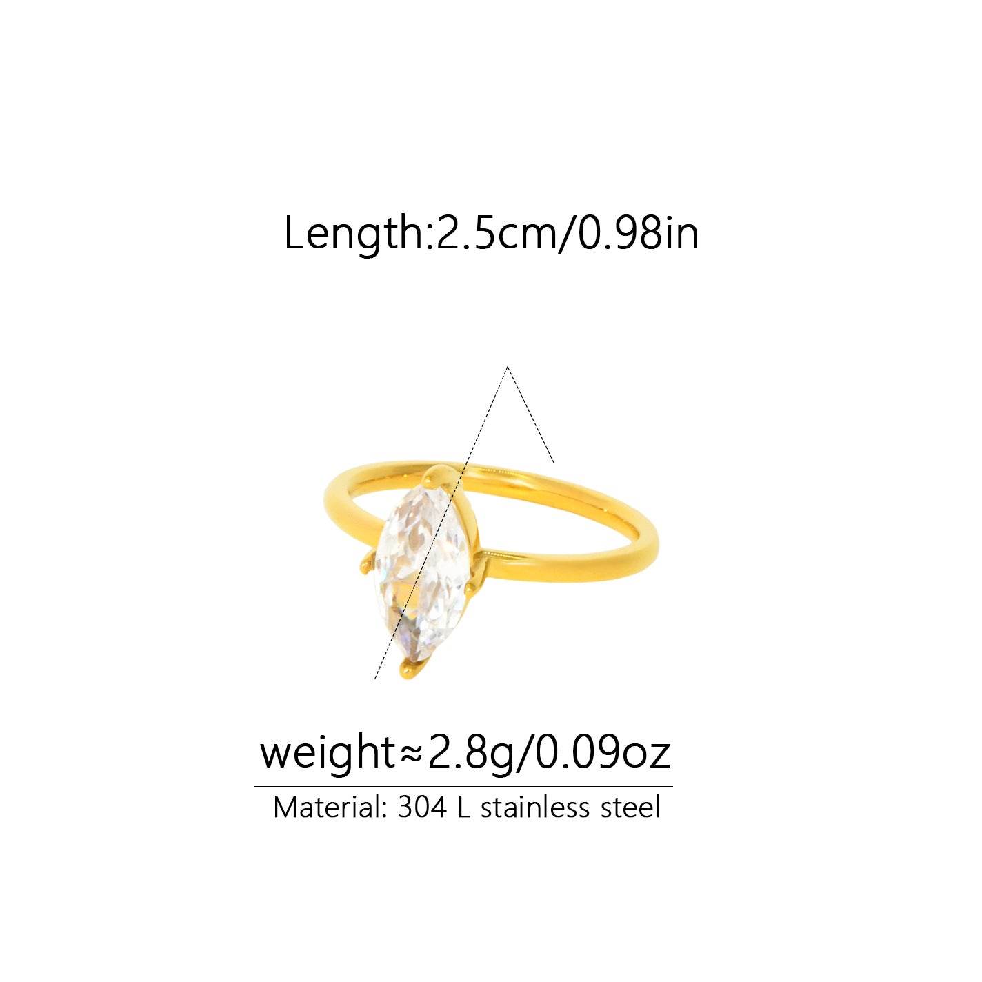 Adjustable Teardrop Zircon Pinky Ring in Titanium Steel PDRG314 - view 6