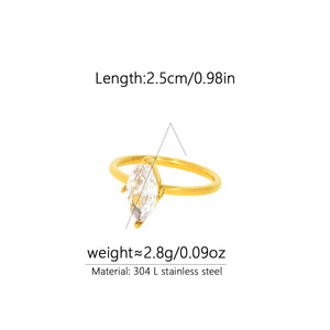 Adjustable Teardrop Zircon Pinky Ring in Titanium Steel PDRG314 - view 6