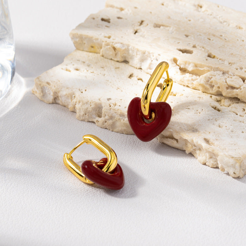 Ankola Red Heart Statement Earrings