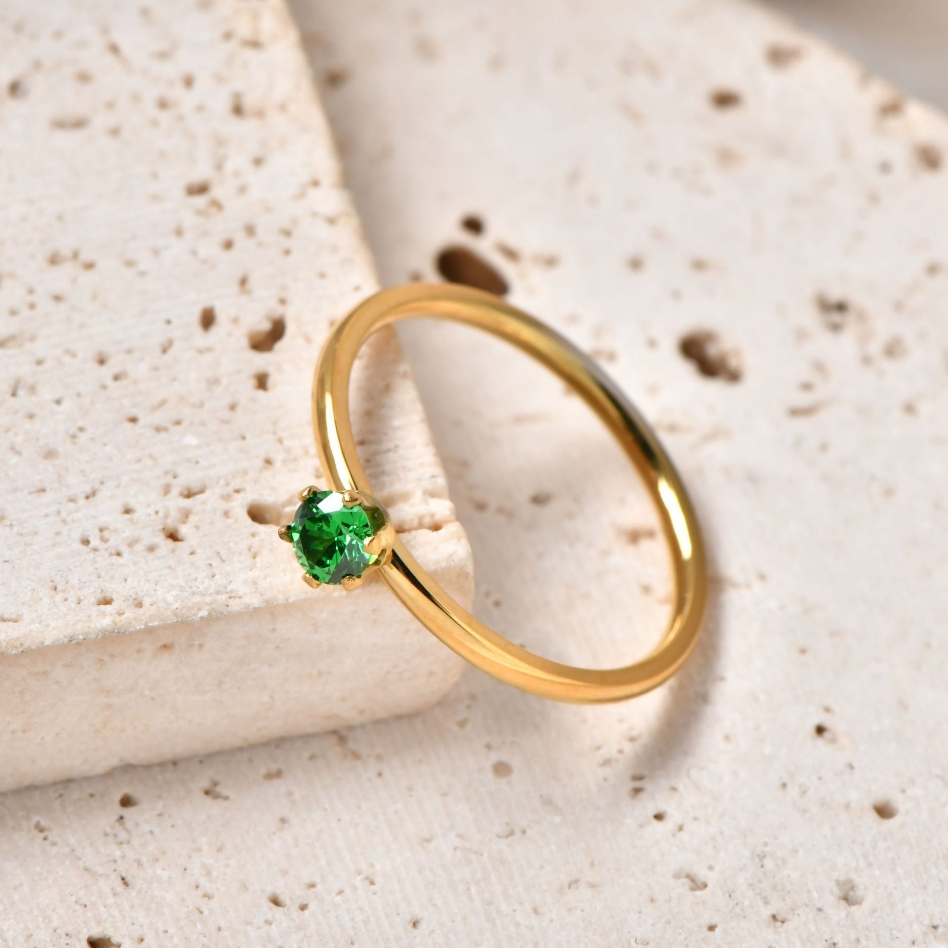 Titanium Steel Zircon Ring, 18K Gold Plated PDRG313 - view 5