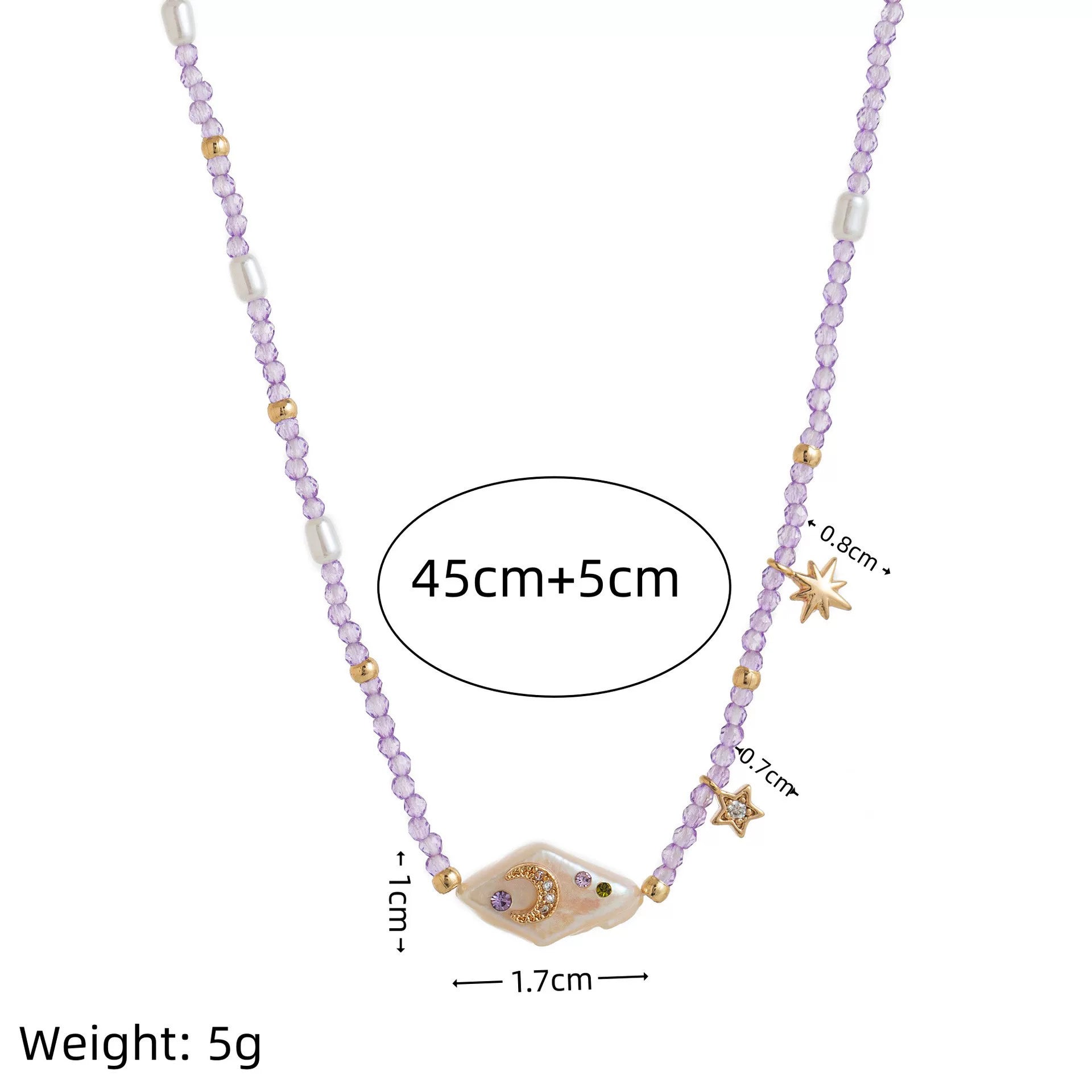 Purple Baroque Pearl & Celestial Pendant Necklace