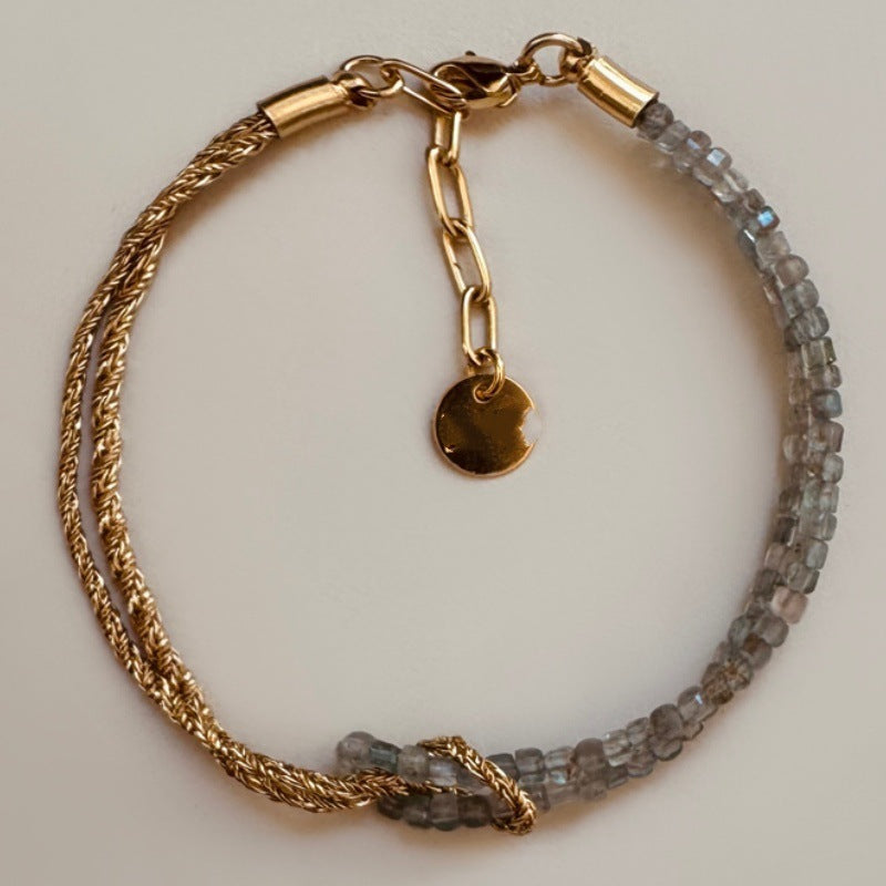 Bohemian Natural Stone Beaded Bracelet with Knot Design