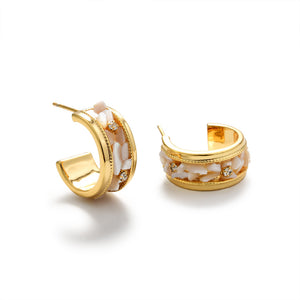 Vintage Wide Band White Shell Ear Cuffs