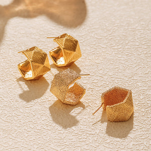 Brushed Gold Matte Earrings with 925 Silver Posts