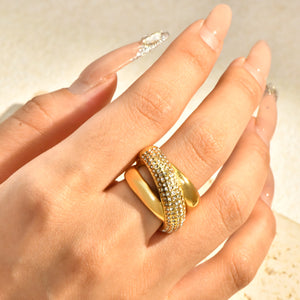 Geometric Cross Overlay Zircon Statement Ring PDRG316 - view 3