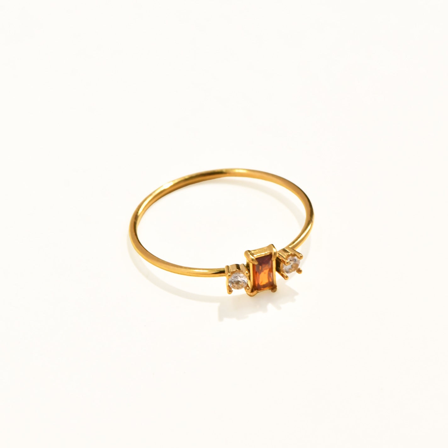 Dainty Red & White Zircon Stacking Ring