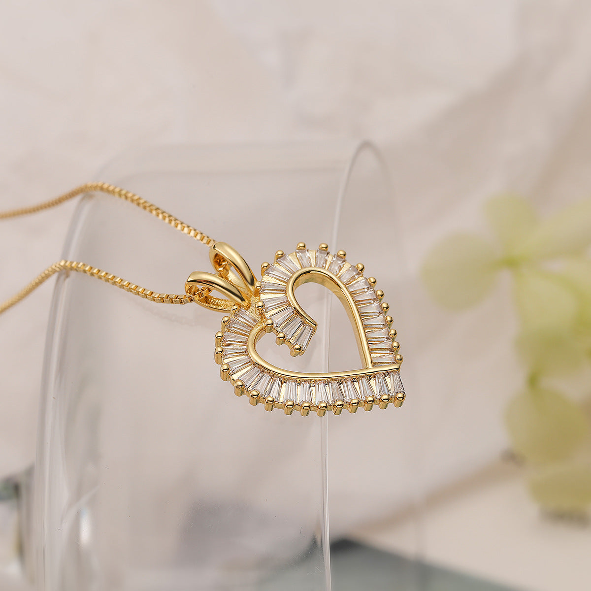 Micro-Pave Heart Zirconia Necklace PDNK323 - view 9