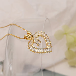 Micro-Pave Heart Zirconia Necklace PDNK323 - view 9