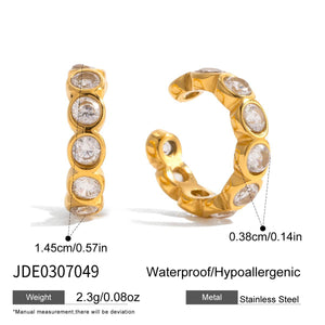 Stainless Steel U-Clip Earrings Zirconia Non-Pierced