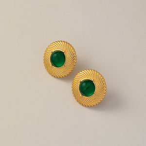 Vintage Round Stud Earrings with S925 Silver Post