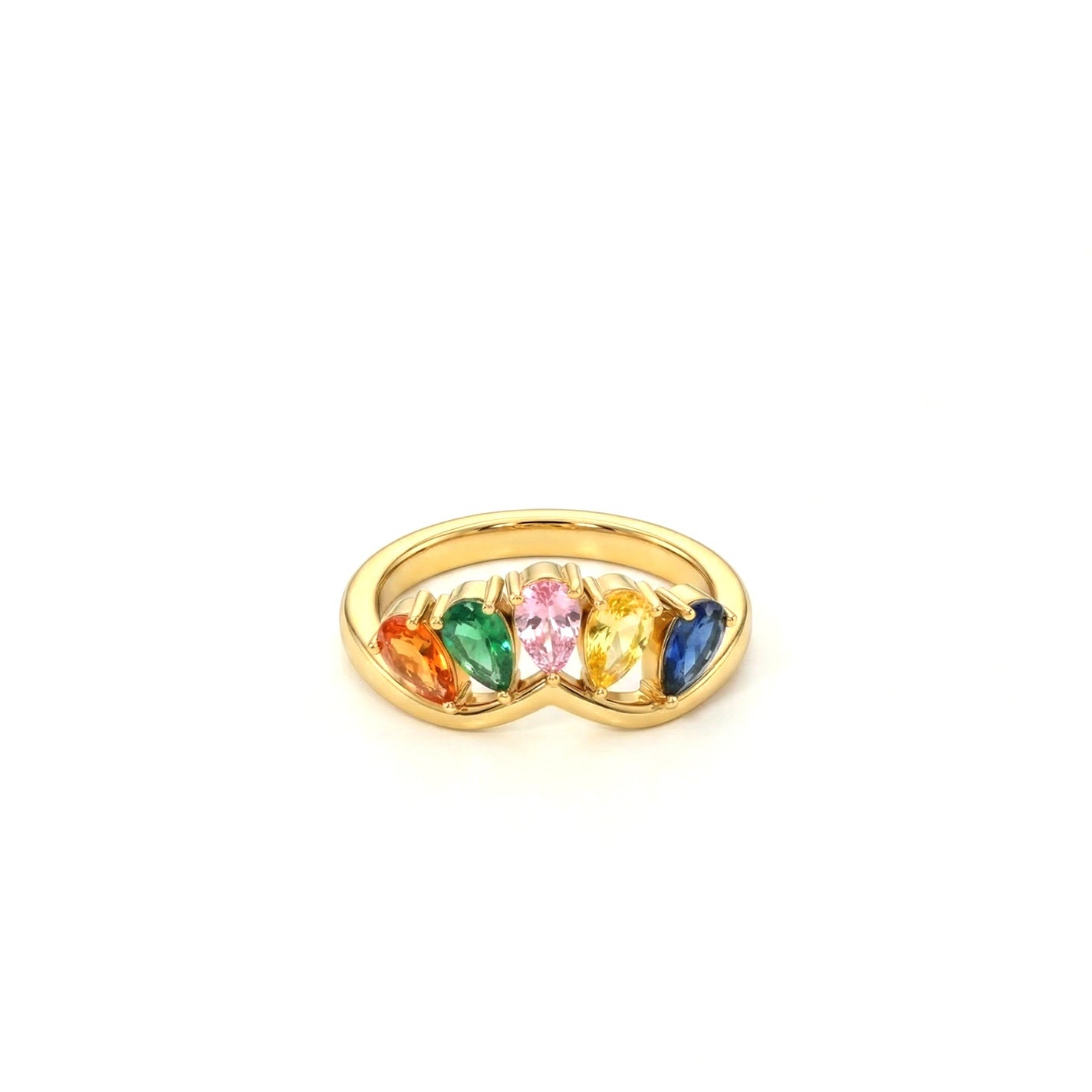 Asymmetric Multi-Diamond Colorful Pinky Ring