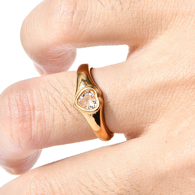 Minimalist Heart Solitaire Ring