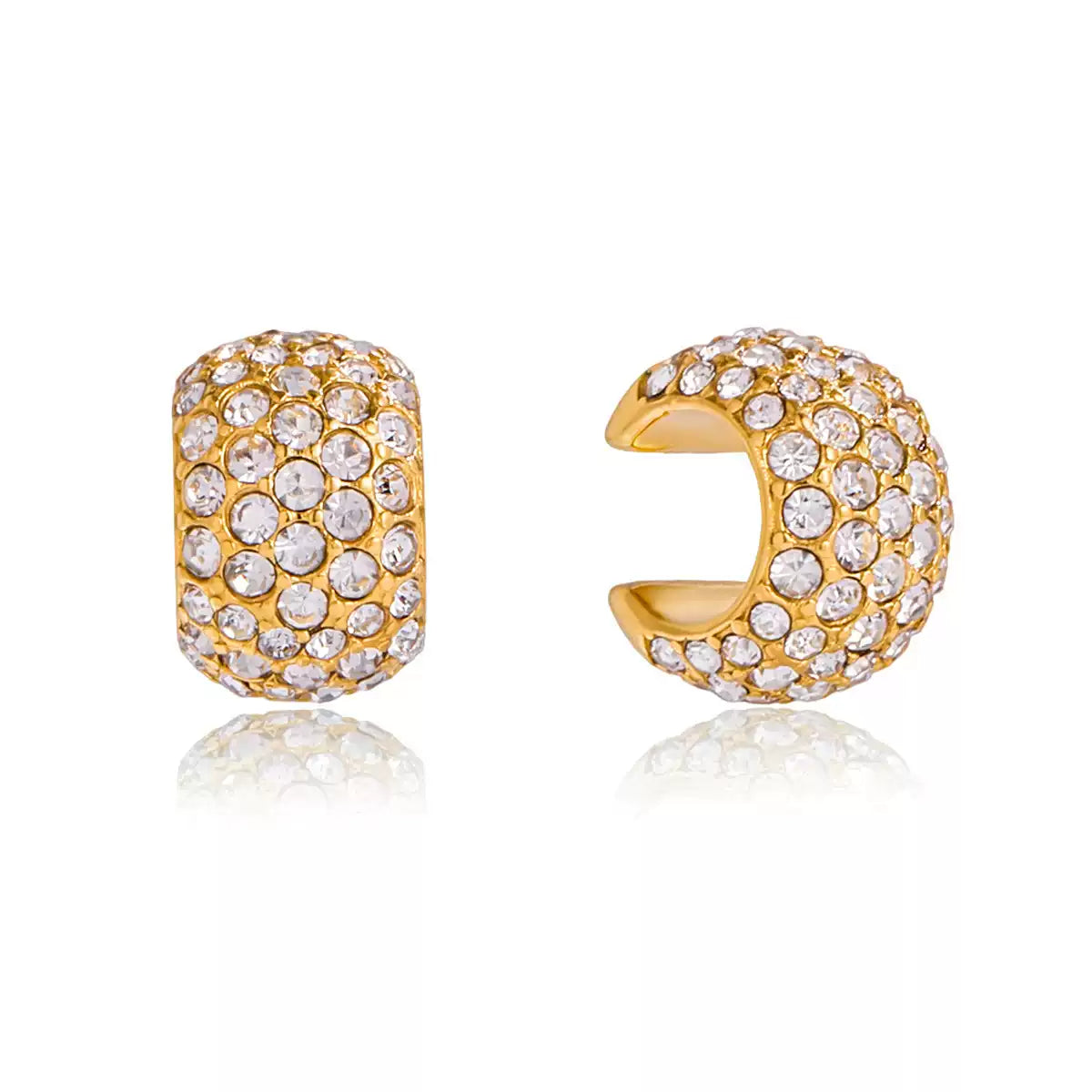 Stainless Steel U-Clip Earrings Zirconia Non-Pierced